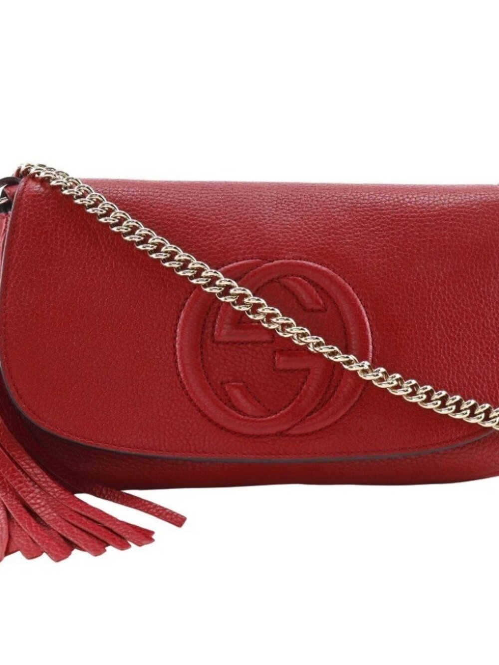 GUCCI Soho Shoulder Bag 536224 ChainShoulder Interlocking G Red leather Women